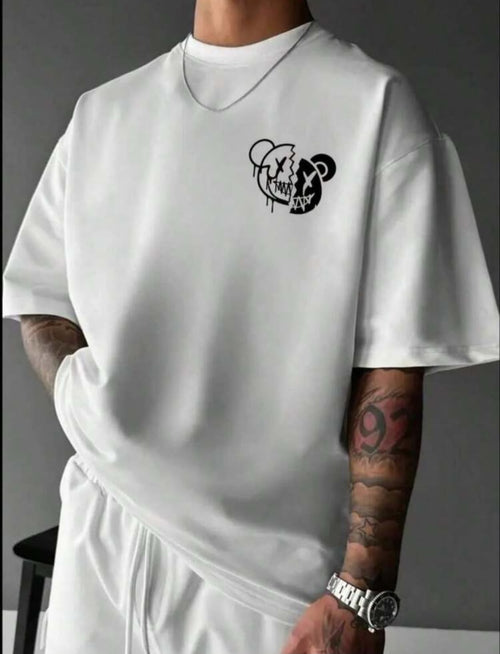 Men's Oversized Cotton Streetwear T-Shirt - Smile